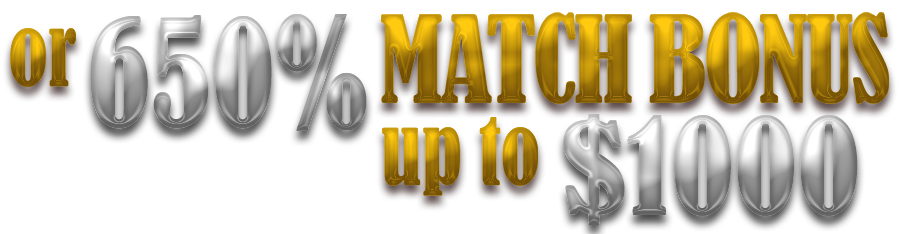 Or 650% Match Bonus on Crypto